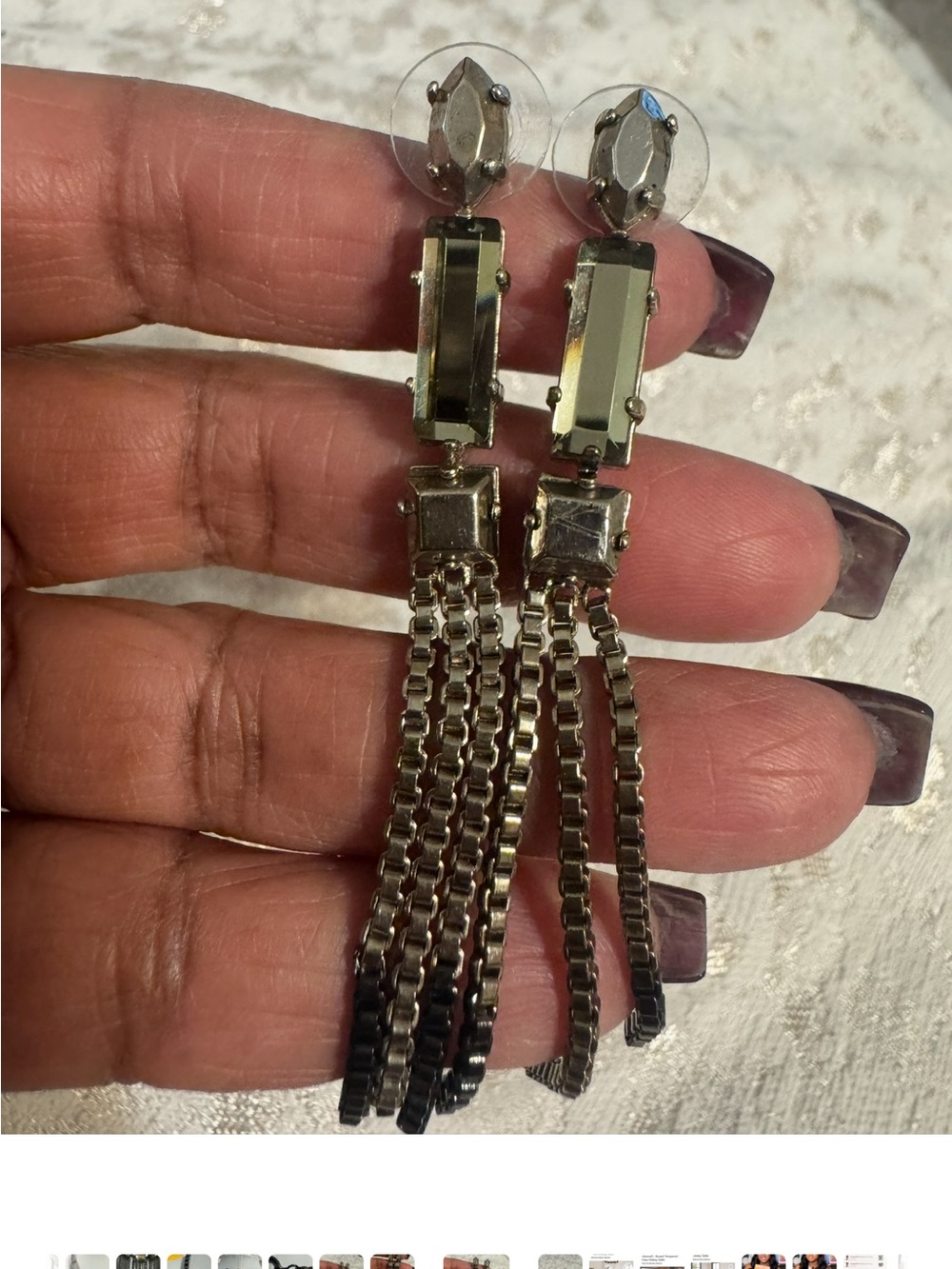 Ann Taylor Tassel Drop Earrings with Rectangular Stones